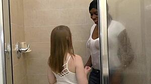 interracial shower mess with paris love's wet ebony curves