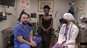 nurse rina arem stimulates patient with shaved pussy toy exam closeup