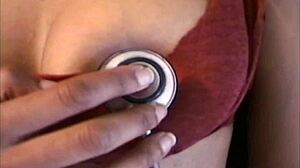 doctor checks her full bush during exam