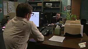 super sexy slut bends over desk for rough anal pounding in office