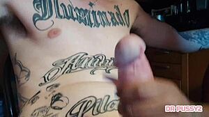 girlfriend's deepthroat blowjob ends in massive slow-mo cumshot?