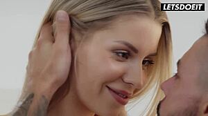 Horny Lucky Bee Strips Clothes for Missionary Ride and Cumshot Creampie