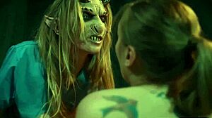 basement cock demon petite tattooed girl deepthroats in threesome