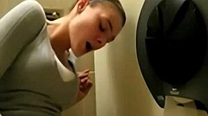 Mommy Masturbates To Quick Orgasm Squirting Cum In Dirty Toilet