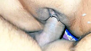 Skinny housewife screams in closeup pussy pounding orgasm