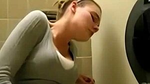 Mommy Masturbates To Quick Orgasm Squirting Cum In Dirty Toilet