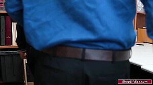 Officer Pounds Busty Latina Shoplifter's Big Tits in Office