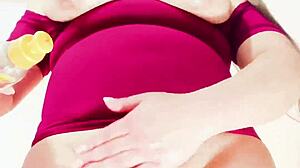 Big Tits Wife Masturbates Huge Cameltoe Pussy In Leggings