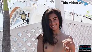 petite latina katherinne sofia strips nude posing on sunny rooftop