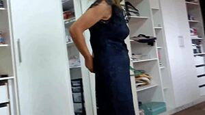 stepmom strips for party returns flashing huge curves
