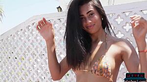 petite latina katherinne sofia strips nude posing on sunny rooftop
