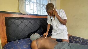 African nurse rides patient's big cock deep in pussy