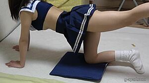 Japanese Schoolgirl's Miniskirt Wedgie Exposes Cute Panties And Thong