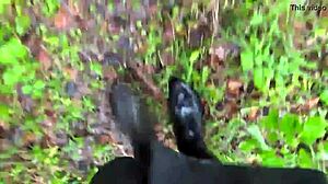Bella's Shiny Latex Riding Ass Boots Fetish Outdoors