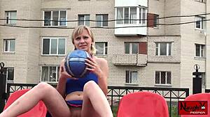 i'm the euro teen babe flashing upskirt panties outdoors in sport skirt thong voyeur style on the street