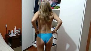 stepmom strips for party returns flashing huge curves