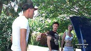 horny french mature cougar lingerie outdoor bang by repairman technician