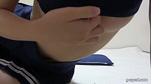 Japanese Schoolgirl's Miniskirt Wedgie Exposes Cute Panties And Thong
