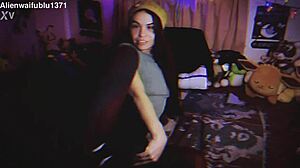 Petite Exotic Twerks Teases Red Pantyhose Tattoo