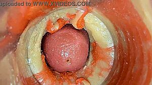 camera inside pussy watches cum flood tight wet hole