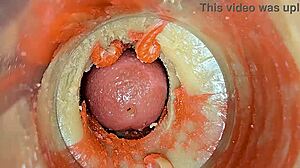 camera inside pussy watches cum flood tight wet hole