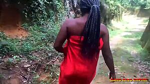Indian college girlfriend rides lover's cock outdoor in bush
