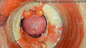camera inside pussy watches cum flood tight wet hole