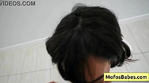 big tit secretary sasha pearl sucks fat dick bathroom