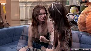 busty milf seduces crying college teen with wet fingers and hungry tongue licks