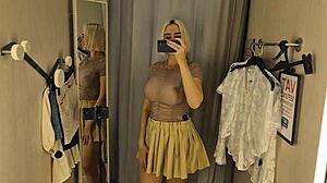 Sexy transparent try-on haul flashes big tits at mall publicly