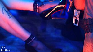 BEAUTY IN HEELS CHOKED WITH NIPPLE CLAMPS!
