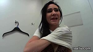 adorable czech nympho strips in mall then gets pounded hard in pov reality