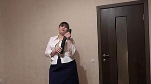 chubby boss milf huge dildo fucks thong ass cums hard pawg