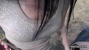 adorable czech nympho strips in mall then gets pounded hard in pov reality