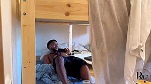 Friends catch roommate jerking to panties join anal fun