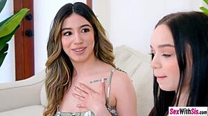 whoa, latina stepsis camila cream hooks up with babysitter selina for steamy lesbian pussy licking