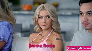 family foursome swap turns scary movie night into taboo milf teen orgy