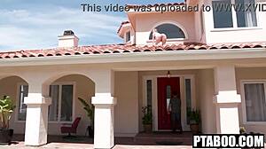 busty adria allure bends for stranger's cock hunting her lost cat