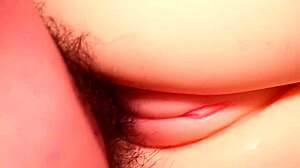Shaved Pink Pussy Stuffed with Double Toys Close-Up