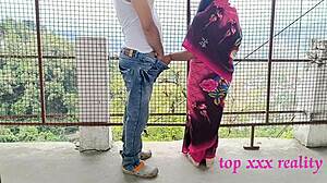 Bengali bhabhi's pink saree outdoor fuck with thief goes amazing