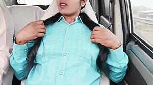 college indian coed dirty talks while riding cock hard in car sex!