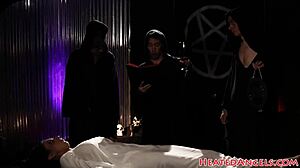 Inked goth whore's tight holes wrecked in hardcore foursome?