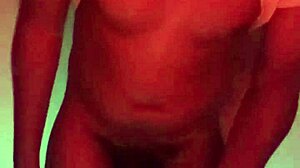 labeto strokes under red lights to huge cumshot explosion