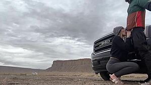Roadside blowjob tempts watchers near hotel thrill