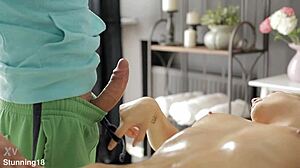 Brunette Fuck Doll Bent Over Doggystyle By Masseur