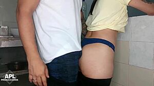 Stepmom's Friend Juicy Pussy Touched Fucked Kitchen Secretly