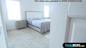 stepson tricks blonde milf mom into dildo play