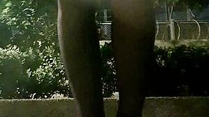 Taiwanese Ladyboy Stocks Outdoor Cumshot Exposure