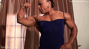 rosemary jennings flexes her powerful muscular legs