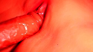 close up fake penis fucks her tight shaved pussy
